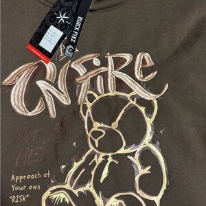 Black Pike Men's Brown Graphic Hoodie with Embroidered Teddy